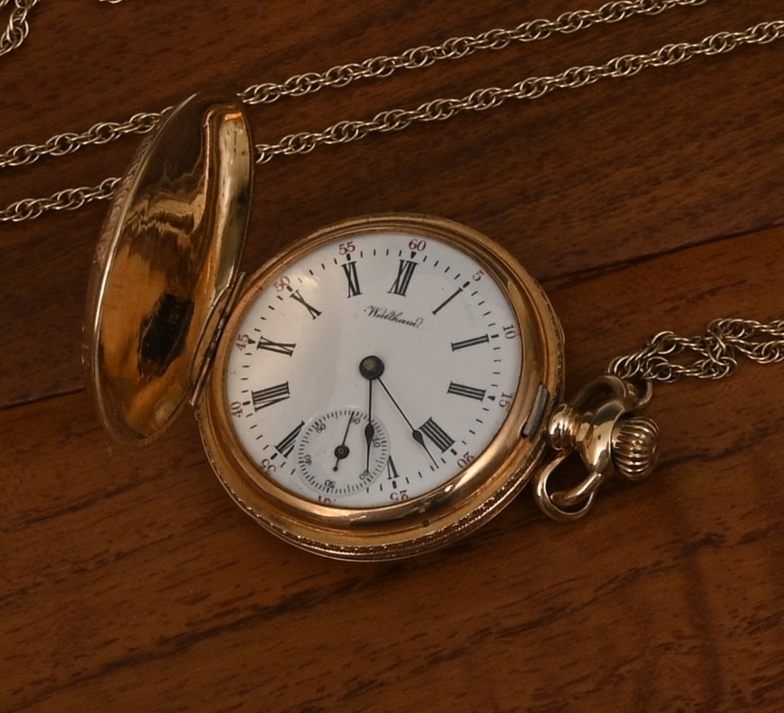 14k Gold Waltham Ladies Pocket Watch with 14k Gold Fob (1 of 3)