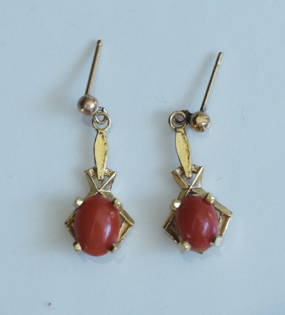 14k Gold Coral Drop Earrings (1 of 1)