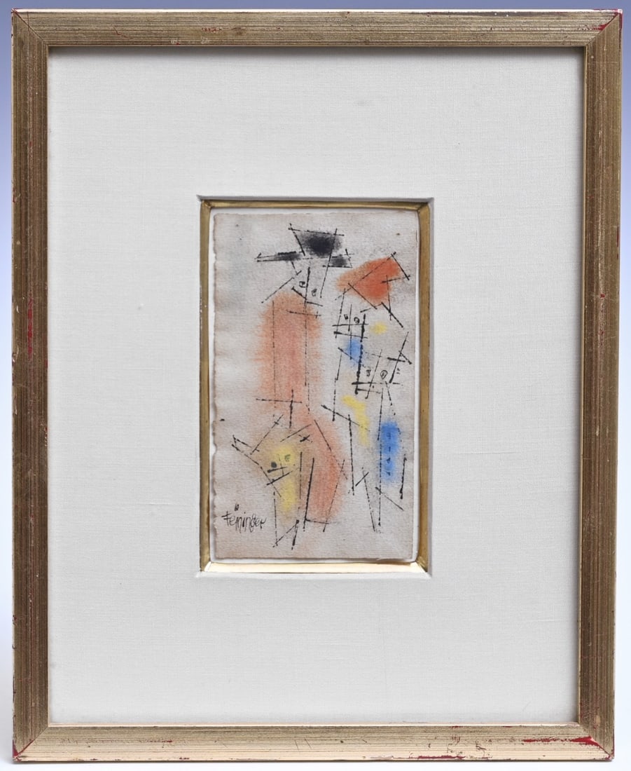 LYONEL FEININGER (1871-1956) Four Figures, ink with colors (1 of 4)