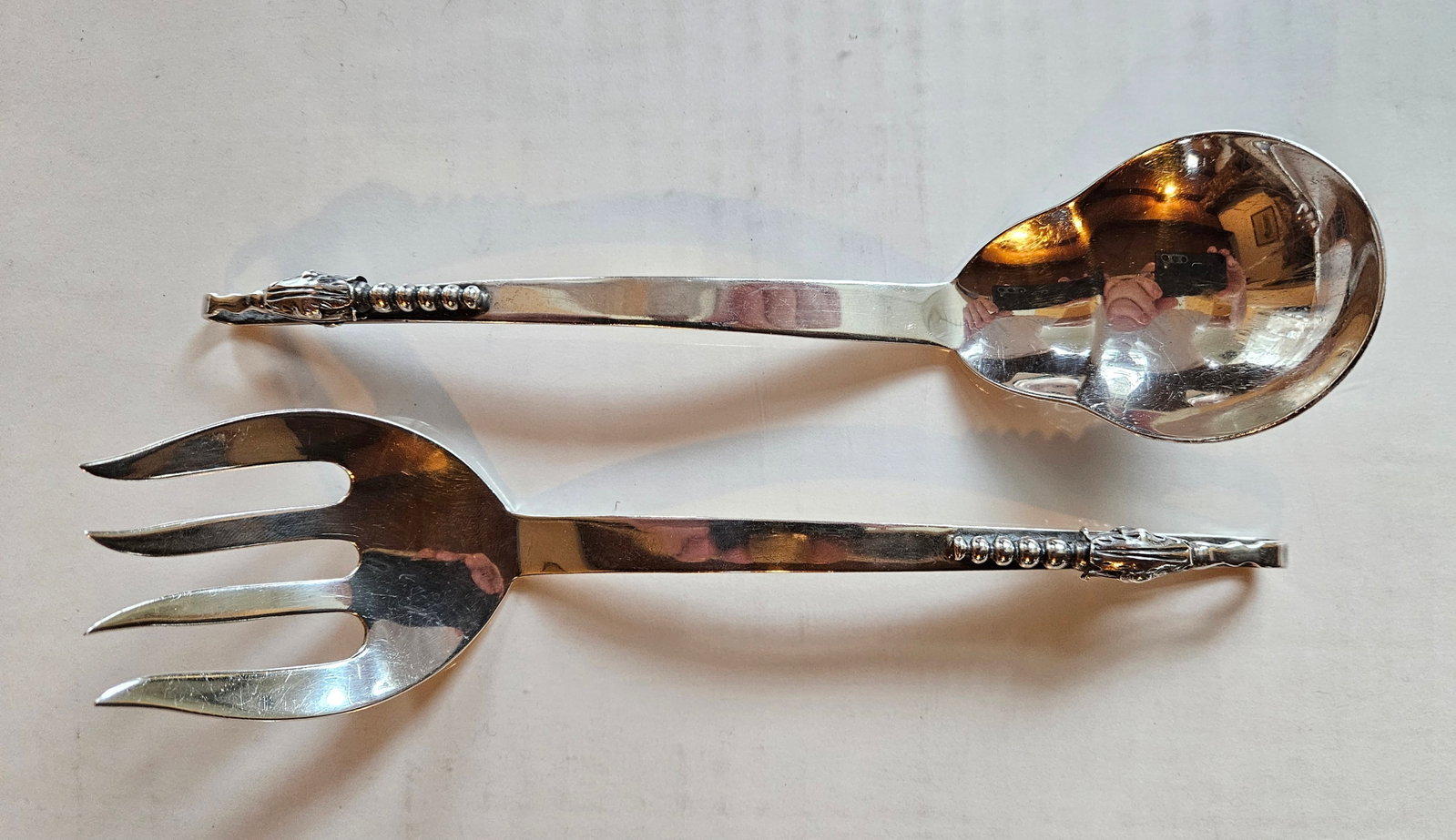 Mexican Sterling Silver "Blossom" Salad Serving Set (1 of 3)