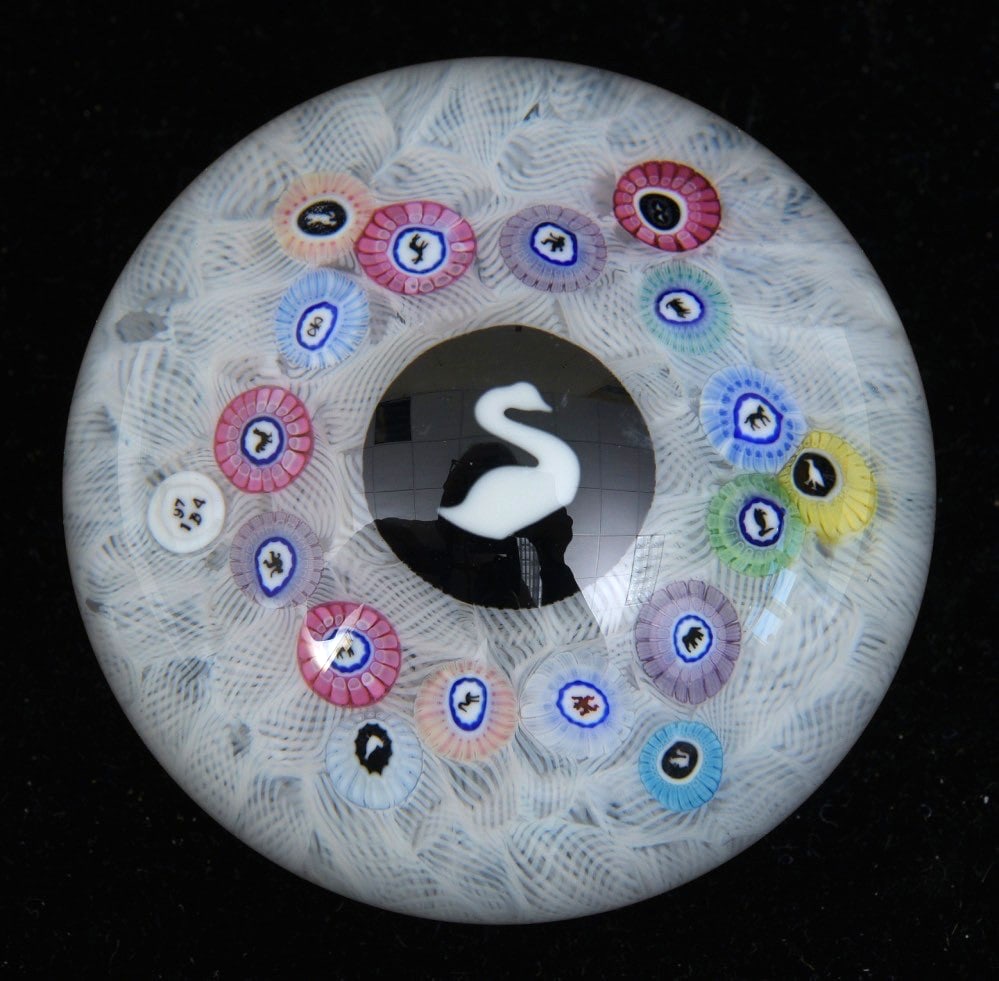 BACCARAT MILLEFIORI Art Glass Paperweight: BACCARAT MILLEFIORI Art Glass Paperweight 3" diameter signed and dated 1974 in a cane IN HOUSE SHIPPING within the Continental USA $15. DURING CHECKOUT, CHOOSE "ARRANGE MY OWN SHIPPING" if you'd like 