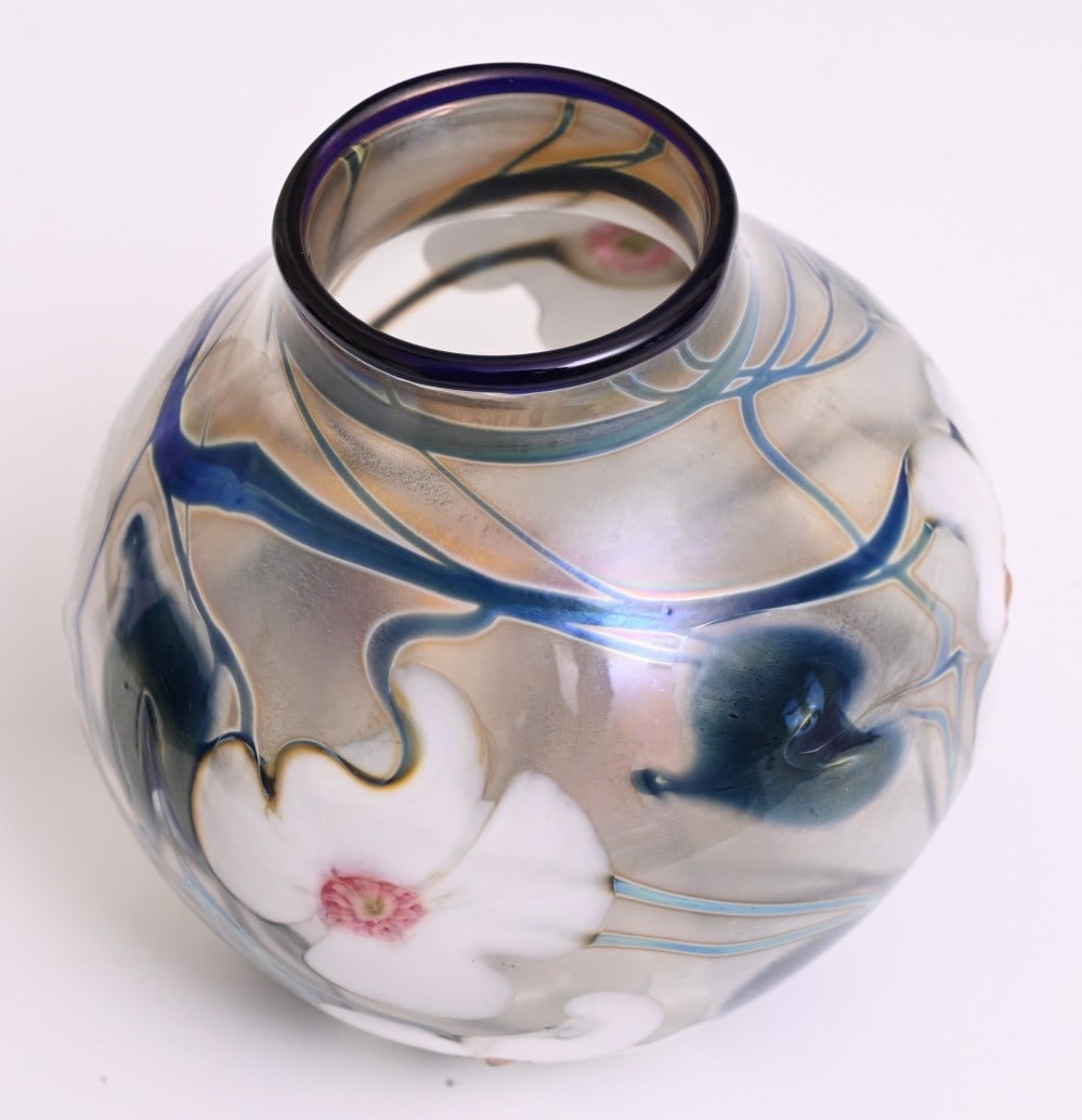 CHARLES LOTTON Multi-Flora Art Glass Vase (1 of 4)