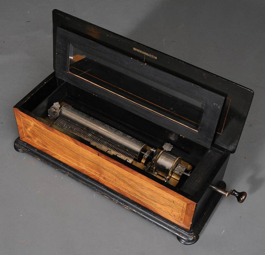 Mermod Freres Cylinder Twelve Tune Music Box: 13 1/2" cylinder 28" x 10" x 8" overall estimate 1000/1500 Buyer is responsible for arranging 3rd party shipping.