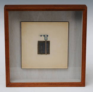 Addie Herder: 2 10" x 10" x 2" overall collage construction / mixed media signed lower left, dated 1979 with Davis & Long Gallery label verso,estimate 800/1200 Shipping available within the Continental USA (exclude