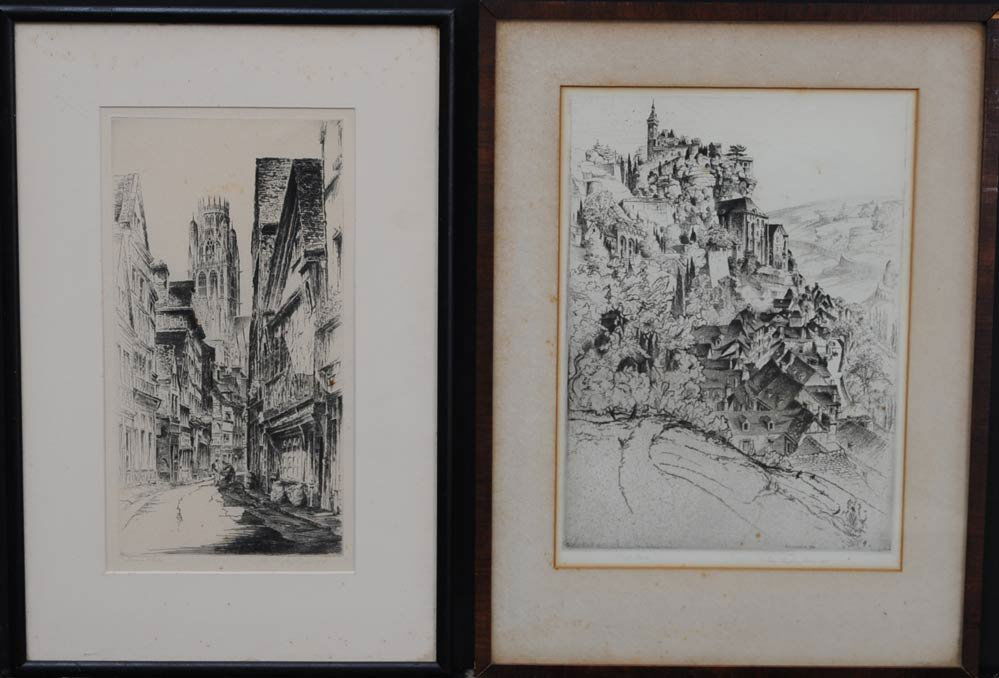 John Taylor Arms: pair of etchings including Crown of Normandy larger 13 1/2" x 9 5/8" pencil signed estimate 300/500 Shipping available within the Continental USA (excludes insurance) $40. International shippers are r