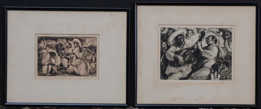 Irwin Hoffman: pair of etchings scenes from Latin America larger 7 3/4" x 10 3/4" pencil signed lower right circa 1935 estimate 300/500 Shipping available within the Continental USA (excludes insurance) $40. Interna
