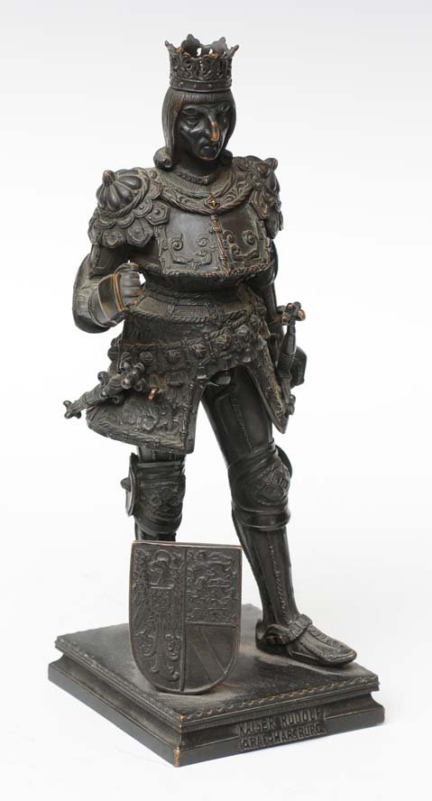 Bronze of Kaiser Rudolf: 10 1/2" high circa 1900 estimate 300/500 SHIPPING INFORMATION Shipping available within the Continental USA (excludes insurance) $35. International buyers are responsible for arranging 3rd party shipp