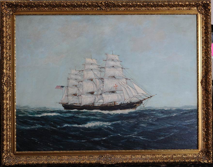 Robert Edmund Lee: Dreadnought 36" x 48" oil on masonite signed lower right included an excellent period frame estimate 800/1200 SHIPPING DETAILS: Buyer is responsible for arranging 3rd party shipping.