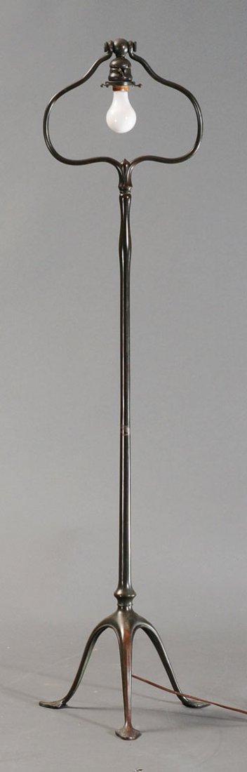 Tiffany Studios Bronze Spade Foot Floor Lamp Base: 54" high signed on foot model #422 early 20th century estimate 750/1000