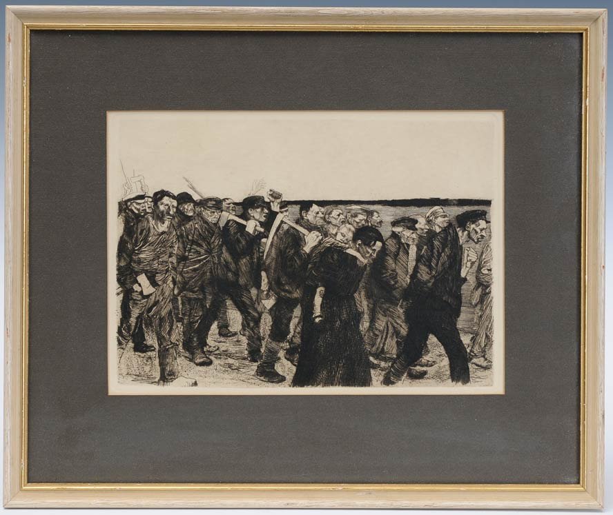 Kathe Kollwitz: March of the Weavers published by Van Der Beeke 8 1/2" x 11 3/4" etching estimate 500/750