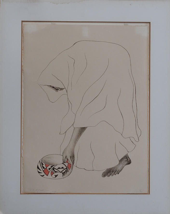 R. C. Gorman: Daz-bah (Woman with Pot) 30" x 22" lithograph pencil signed lower left dated 1974 from an edition of 20 estimate 400/600