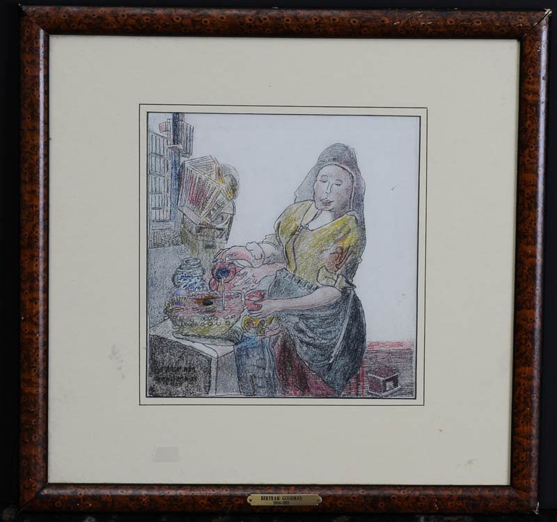 Bertram Goodman: In The Kitchen 9" x 9" colored pencil signed lower left estimate 100/200