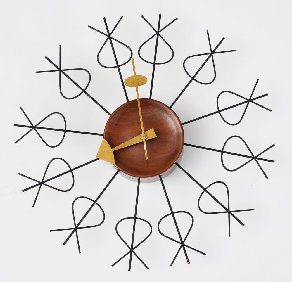 George Nelson: "Pretzel" Wall Clock manufactured by The Howard Miller Clock Company circa 1952 17" diameter (with later quartz movement) estimate 800/1200 Shipping available within the Continental USA (excludes insu