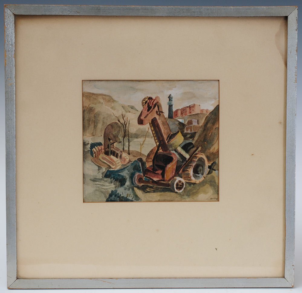 attributed to Bertram Goodman: Earth Movers 6" x 7" watercolor signed lower right "Goodman '35" estimate 250/350 Shipping available within the Continental USA (excludes insurance) $40. International buyers are responsible for arran