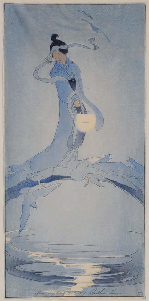 Bertha Lum: Tanabata 15" x 7" woodblock print pencil signed lower right and dated 1913, estimate 500/750