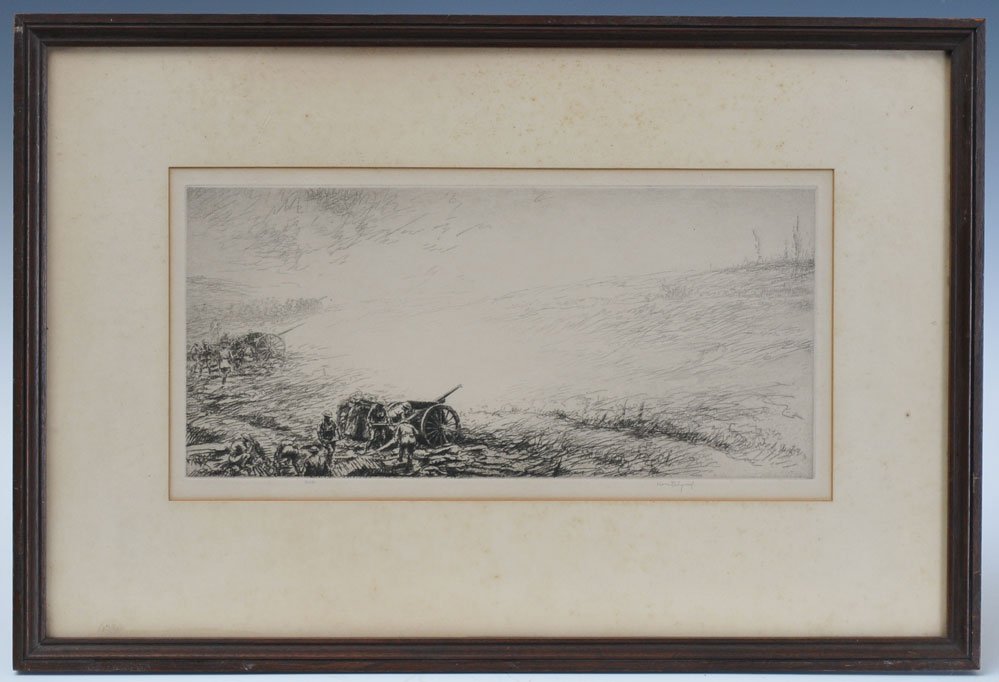 Kerr Eby: WWI Battle Scene 7" x 15" etching pencil signed lower right edition of 90, estimate 300/500