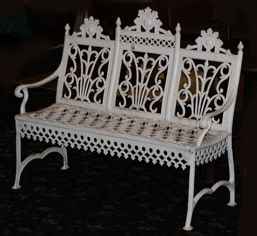 Victorian Cast Iron Bench: signed John McLean, NY, 45 1/2" x 13", 37" high, circa 1900, estimate 300/500