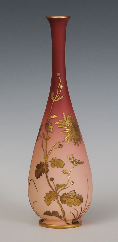 Peachblow Vase with Gold Enamel Decoration: attributed to Webb 15" high late 19th century estimate 300/500