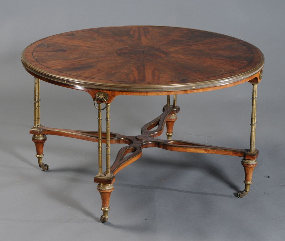 Regency Style Coffee Table: with bronze mounts 35" diameter, 20 1/2" high early 20th century estimate 300/500