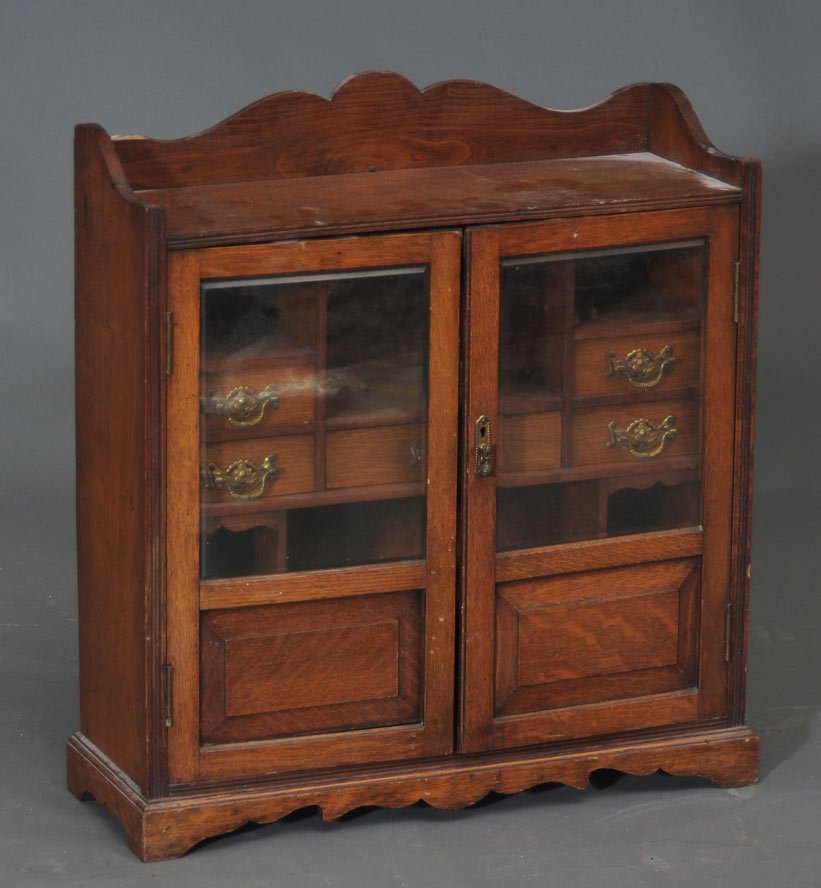 Edwardian Oak Hanging Cabinet: 22" wide, 24" high circa 1890 estimate 200/300