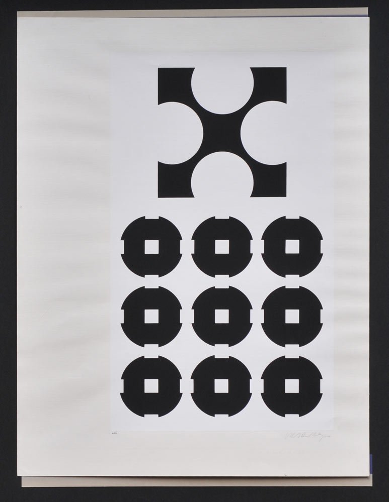 Victor Vasarely: Calcis 21" x 12 1/2" silkscreen, 19 3/4" x 25 3/4" sheet size, pencil signed lower right from an edition of 150 circa 1959