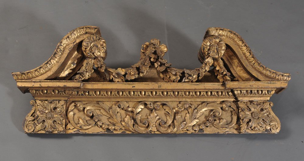 Georgian Giltwood and Gesso Cornice or Mirror Crest: 40" wide, 15" high 18th century