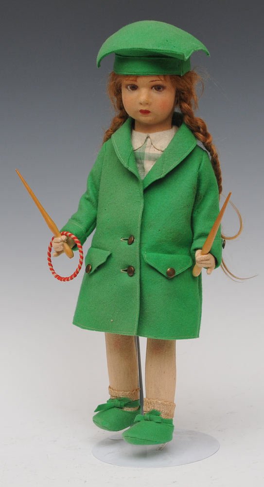 Felt Doll Girl with Braids: 16 1/2" high possilby Lenci Felt Doll Girl with Braids