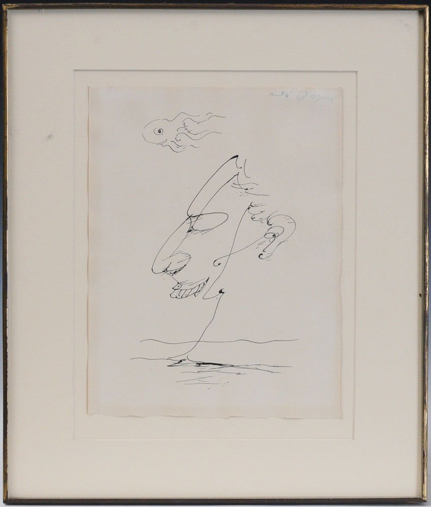 Andre Masson: Profile ink on paper 12" x 9 1/2" sheet size signed upper right