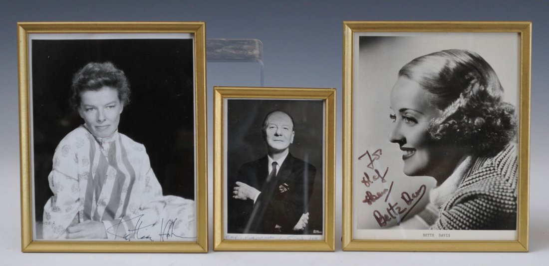 Group of Hollywood Autographed Photographs (5): including Bette Davis 8" x 10", Katherine Hepburn 8"x10", John Gielgud, Lillian Gish, Fredric March / Florence Eldridge
