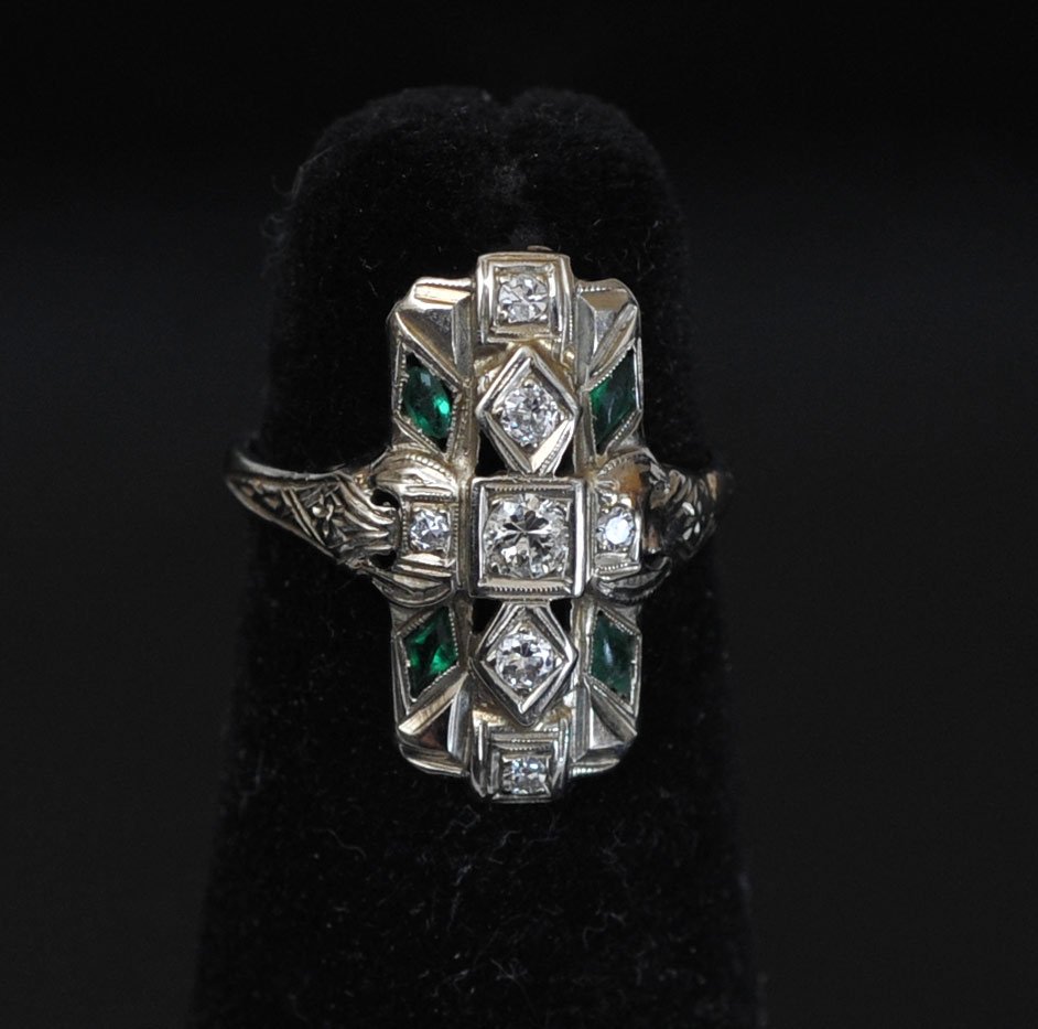 18k Gold Edwardian Diamond Ring: ring size 6 1/4 2 dwt gross
