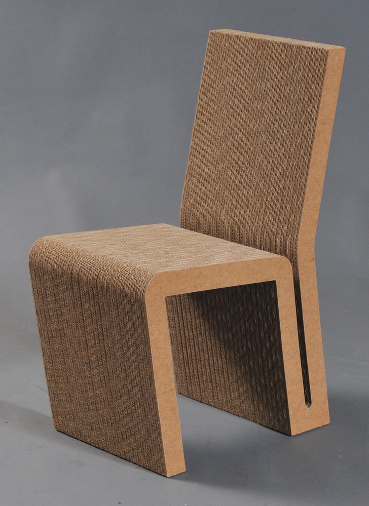 Frank Gehry Laminated Cardboard Chair: 32 1/2" high circa 1970