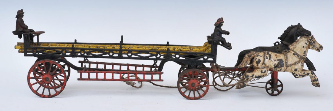 Ives Cast Iron Ladder Truck: with original men and ladders 27" long