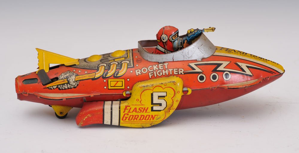 Marx Flash Gordon Rocket Fighter: tin lithographed 12" long