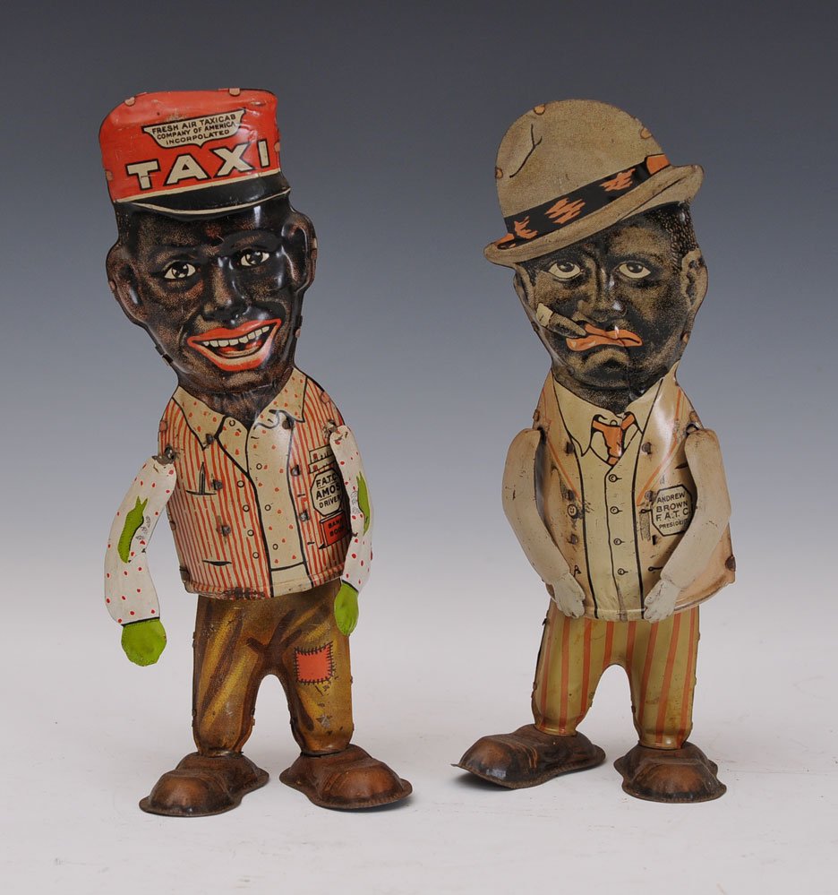 Marx Amos and Andy Tin Wind-Up Walkers: with lithographed decoration 11" high circa 1930
