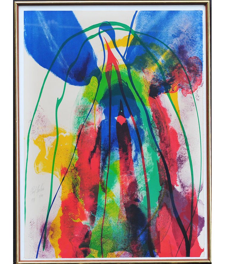 Paul Jenkins: Earth Day 29" x 21" lithograph pencil signed lower left and dated 1971 SHIPPING: Buyer is responsible for arranging 3rd party shipping. Also see 3rd party shipper list provided in SHIPPING tab.