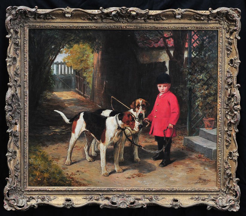 John Sargeant Noble: The Young Master 20 1/2" x 24 1/2" oil on canvas signed lower right with Richard Green, London Gallery label verso SHIPPING: Buyer is responsible for arranging 3rd party shipping. Also see 3rd party s