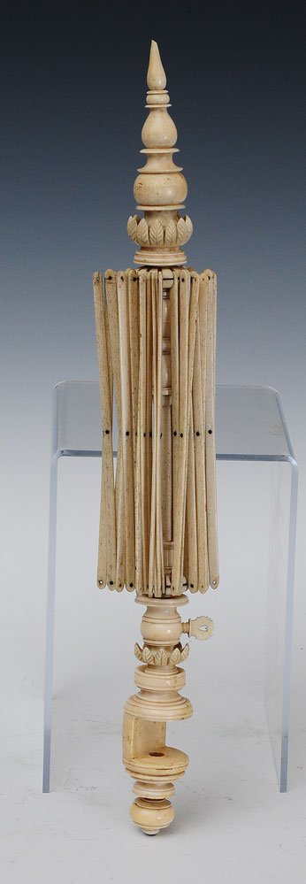 Sailor Made Whale Bone Swift: with elaborate turnings, acanthus carvings and heart cut-out in the set screw 19" long mid-19th century SHIPPING: Shipping available within the Continental USA (excludes insurance) $40. International 