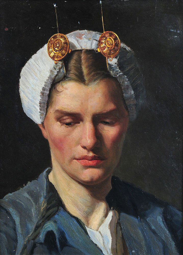 Dutch School: Netherlands Fisherman's Wife 17" x 11 1/2" oil on panel unsigned SHIPPING: Shipping available within the Continental USA (excludes insurance) $65. International buyers are responsible for arranging 3r