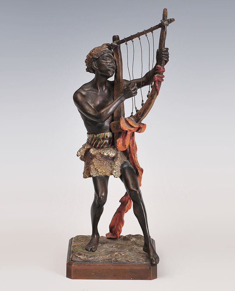 Franz Bergman Cold Painted Bronze: Arab Musician 10 3/4" high stamped under base with maker's mark early 20th century SHIPPING: Shipping available within the Continental USA (excludes insurance) $35. International buyers are responsibl