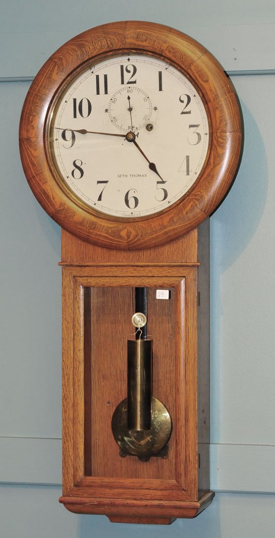 Seth Thomas #2 Oak Regulator Clock: 36" long early 20th century SHIPPING: Buyer is responsible for arranging 3rd party shipping.