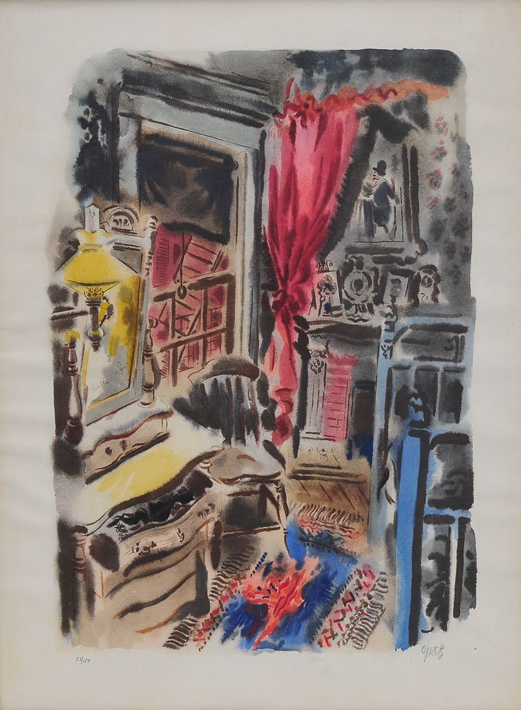 George Grosz: Bedroom Interior 17" x 11 1/2" lithograph pencil signed lower right from an edition of 150 SHIPPING: Buyer is responsible for arranging 3rd party shipping.