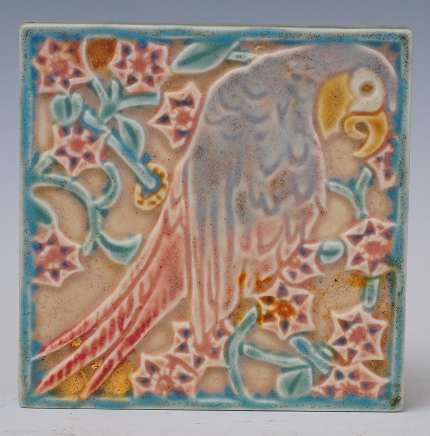 Rookwood Pottery Trivet: depicting a parrot 5 3/4" x 5 3/4" dated 1924 SHIPPING: Shipping available within the Continental USA (excludes insurance) $20. International buyers are responsible for arranging 3rd party shipping.