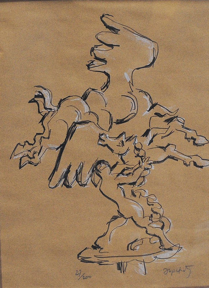 Jacques Lipchitz: Figure with Pegasus 24" x 19" lithograph pencil signed lower right from an edition of 200 SHIPPING: Buyer is responsible for arranging 3rd party shipping.