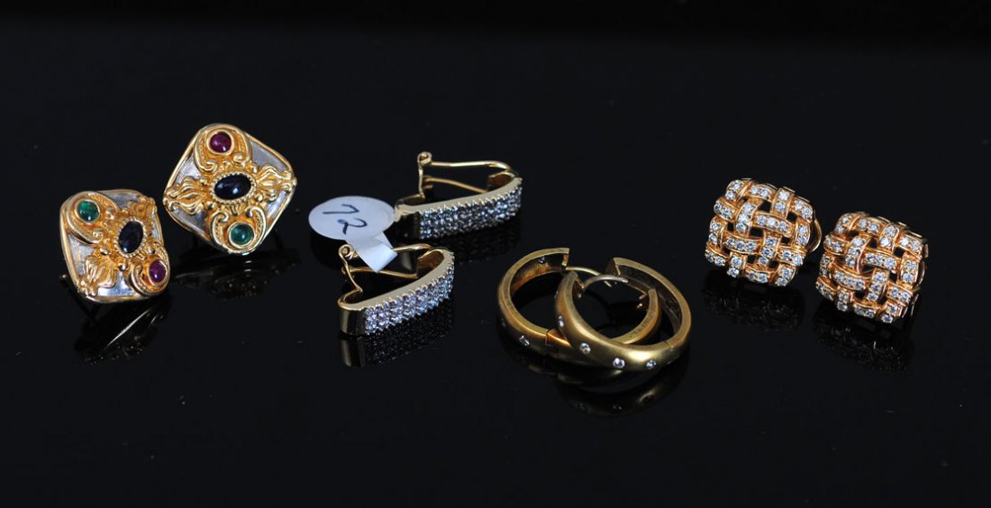 Four Pairs of 14k Gold Earrings (1 of 1)