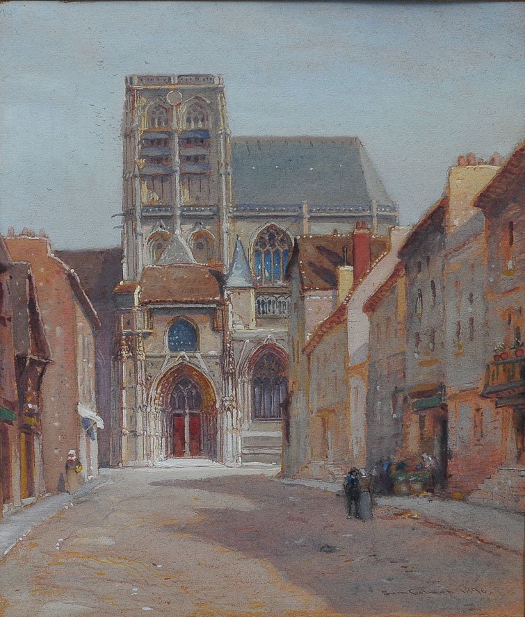 Samuel Coleman: In France, 1896 14" x 12" watercolor on paper signed lower right SHIPPING: Buyer is responsible for arranging 3rd party shipping.