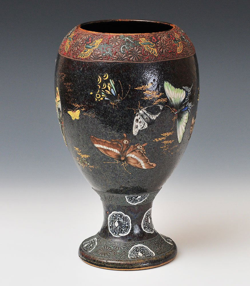 Japanese Enameled Ceramic Vase (1 of 4)