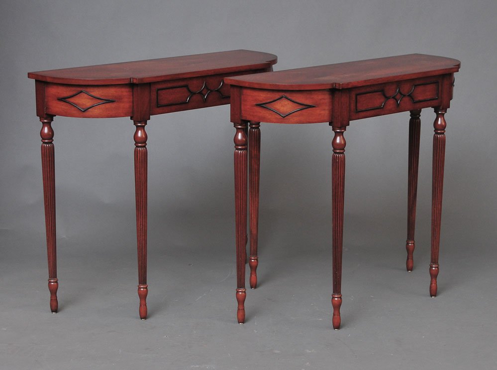 Pair of Matching Sheraton Style Console Tables (1 of 1)