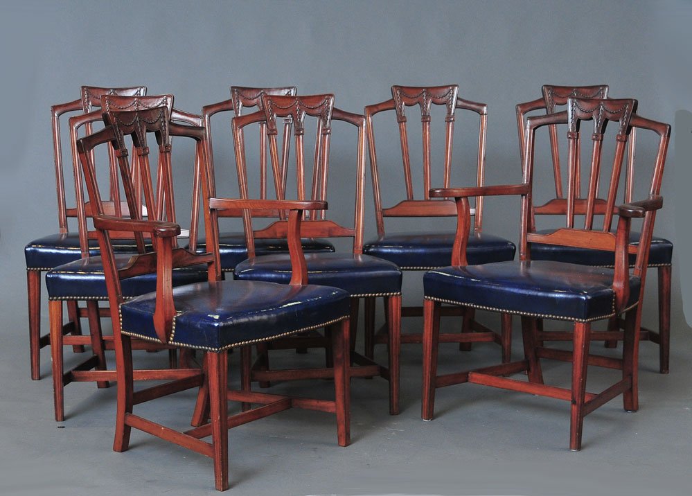 Set of 8 Sheraton Style Mahogany Dining Chairs (1 of 1)
