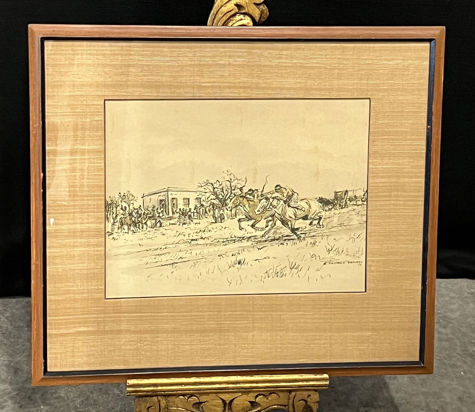 1950 Enrique Castell Capurro Framed & Matted Ink & Watercolor (1 of 2)