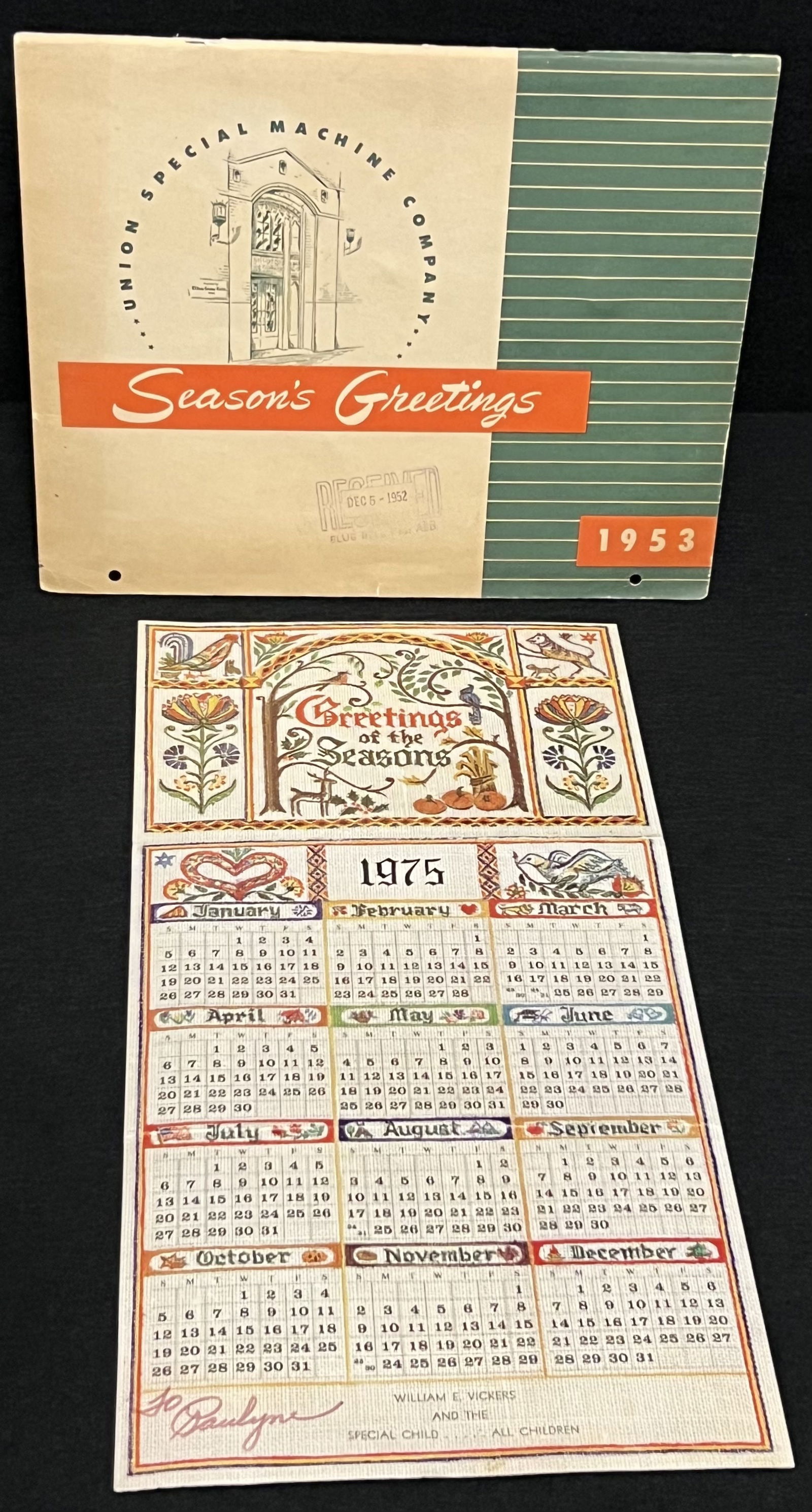 Pair of Vintage Holiday Calendars (1 of 6)